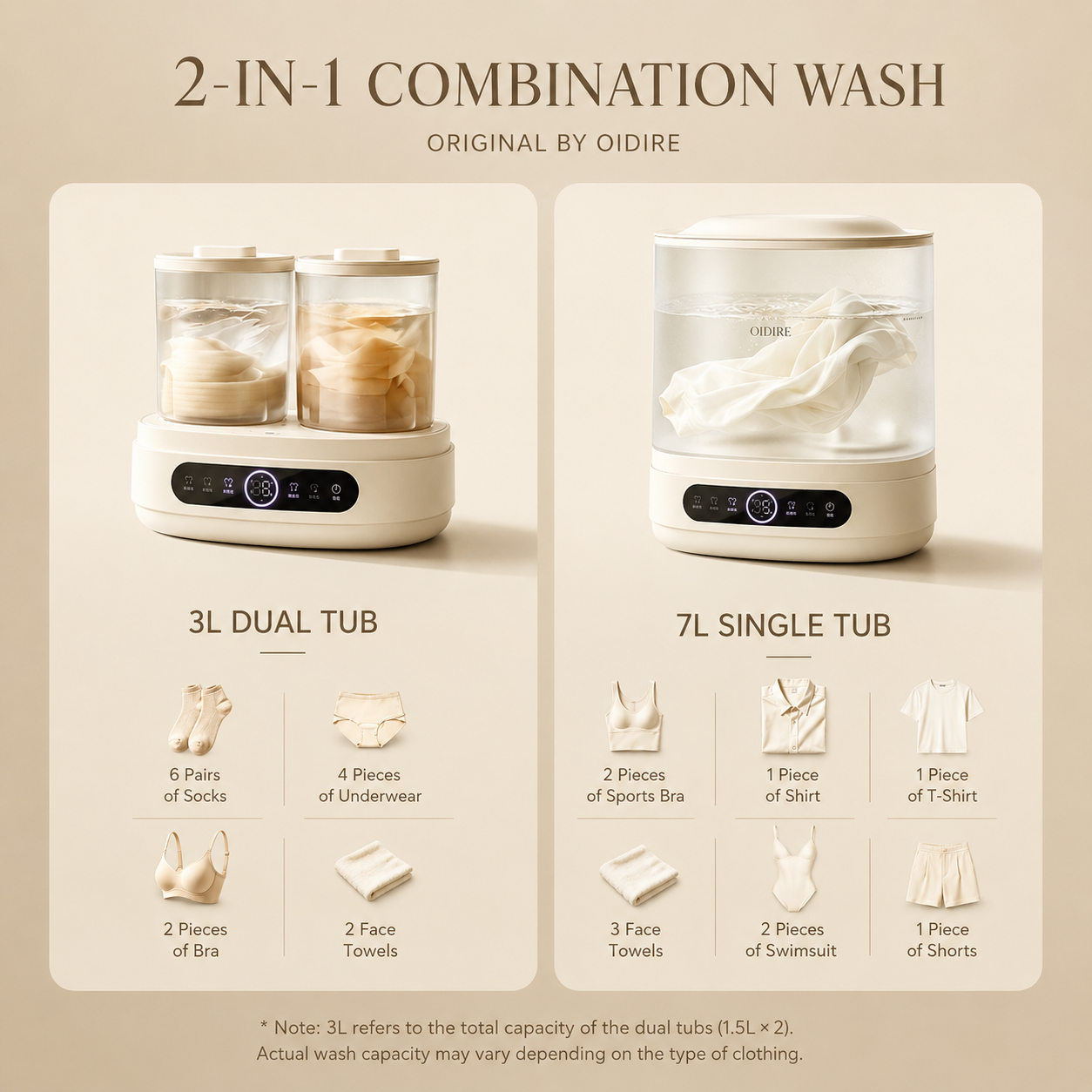 KOLLSHAY Two-Compartment Mini Underwear Washing Machine