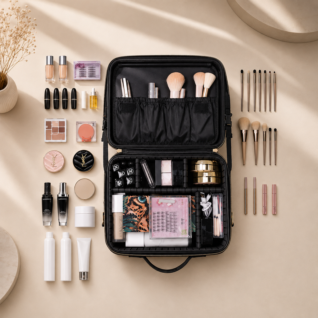 Large Makeup Bag with LED Mirror