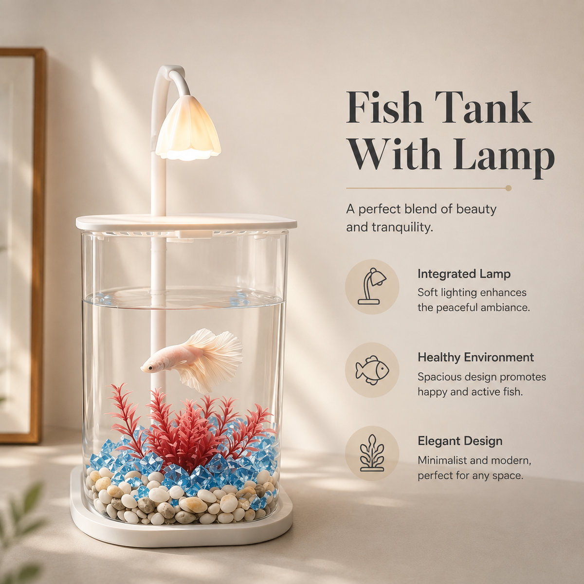 Small aquarium with decorative lighting