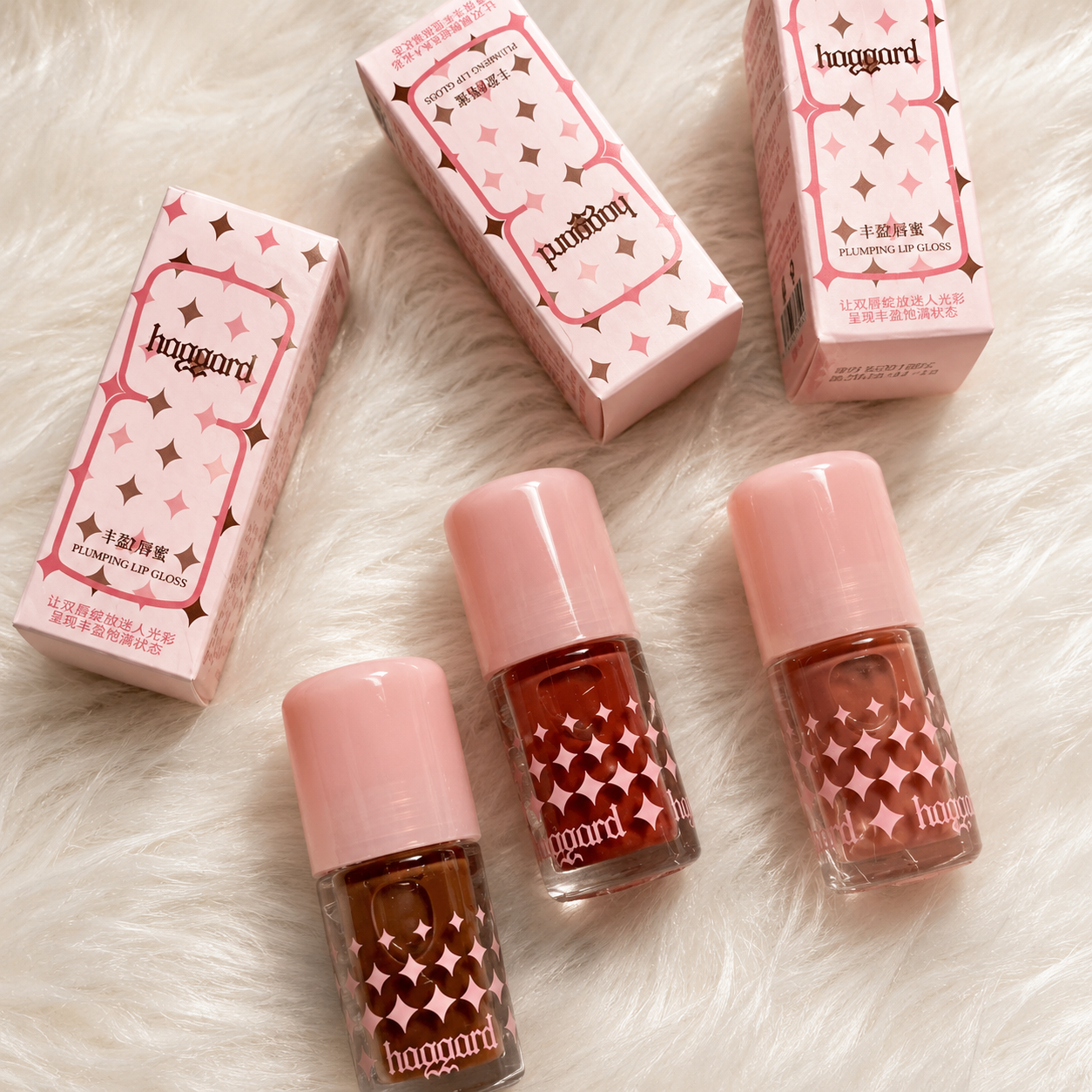 Shimmering and moisturizing lip oil with H01–H07 shades