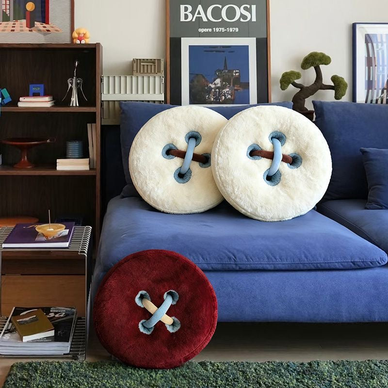 Soft Round Cushion with Button Design