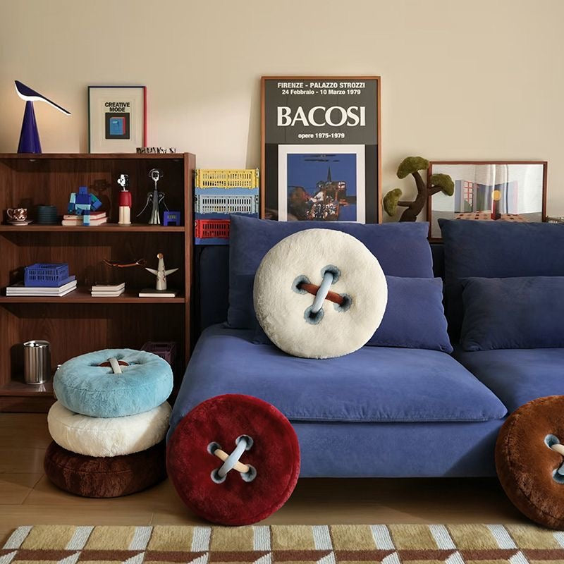 Soft Round Cushion with Button Design