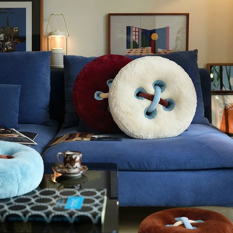 Soft Round Cushion with Button Design