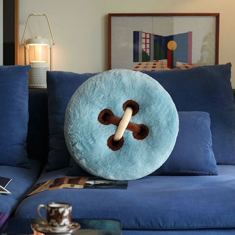 Soft Round Cushion with Button Design