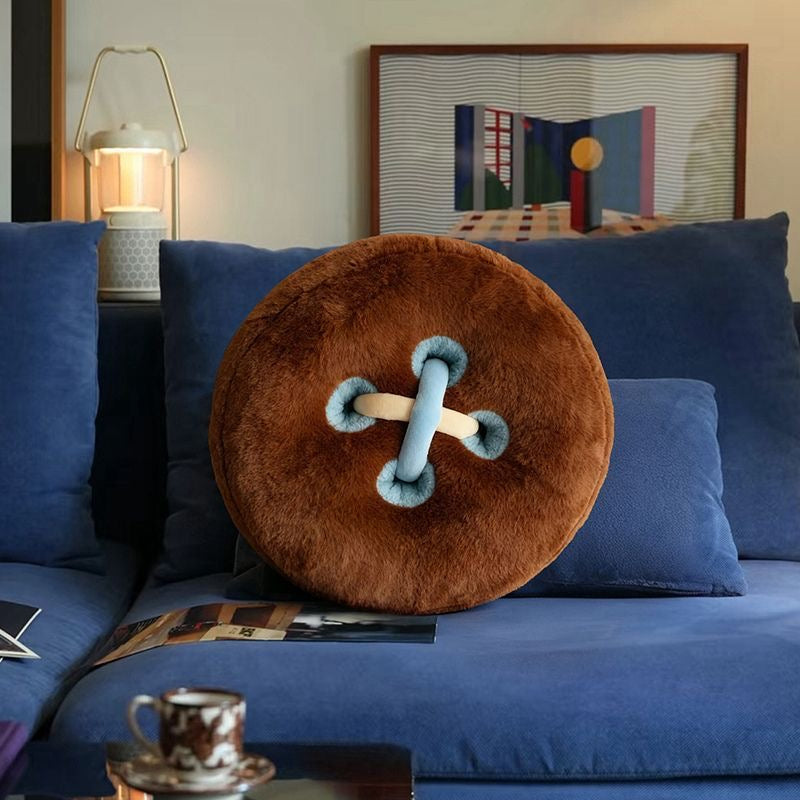 Soft Round Cushion with Button Design
